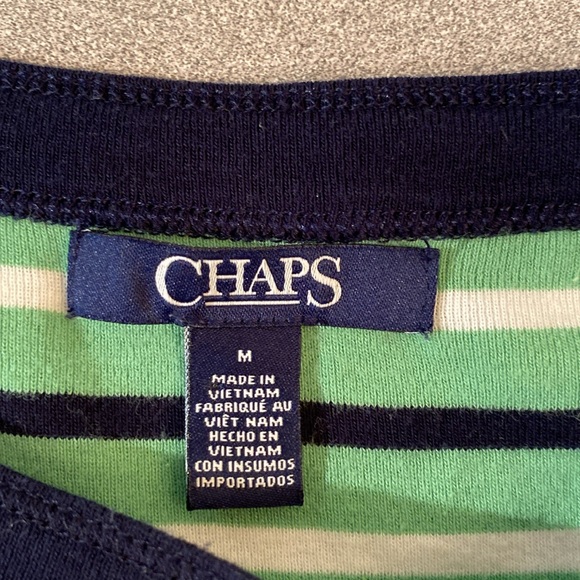 Chaps - women’s striped boat neck t-shirt. Size M - Picture 3 of 10